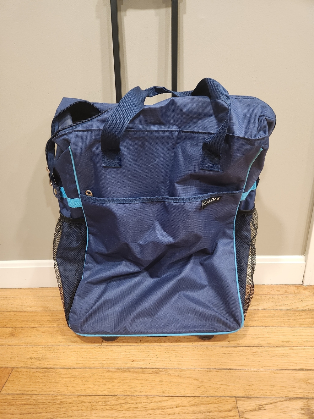 CalPak Navy Rolling Travel Tote with Teal Trim